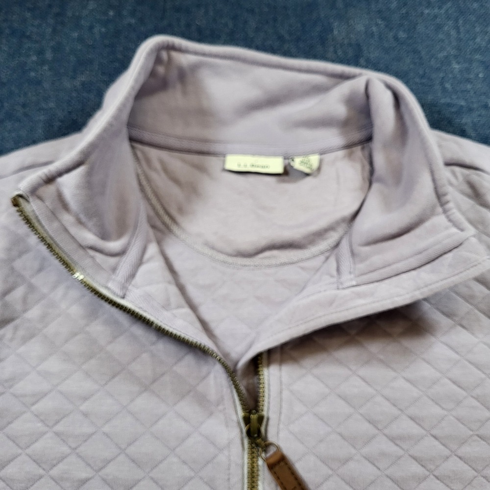 LL Bean Womens 1X Plus Quilted Quarter Zip Pullover Lavender Purple Pockets - Picture 9 of 12